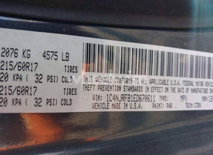 Photo 9 of 2014 Jeep Patriot LATITUDE (VIN 1C4NJRFB1ED670611)