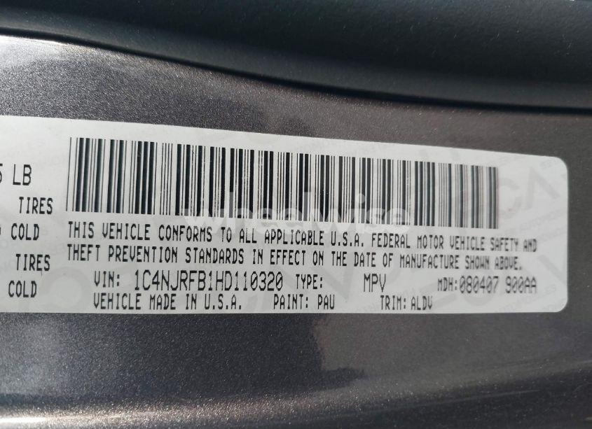 Photo 9 of 2017 Jeep Patriot HIGH ALTITUDE 4X4 (VIN 1C4NJRFB1HD110320)