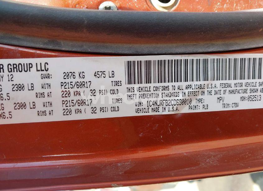 Photo 9 of 2012 Jeep Patriot LATITUDE (VIN 1C4NJRFB2CD690010)