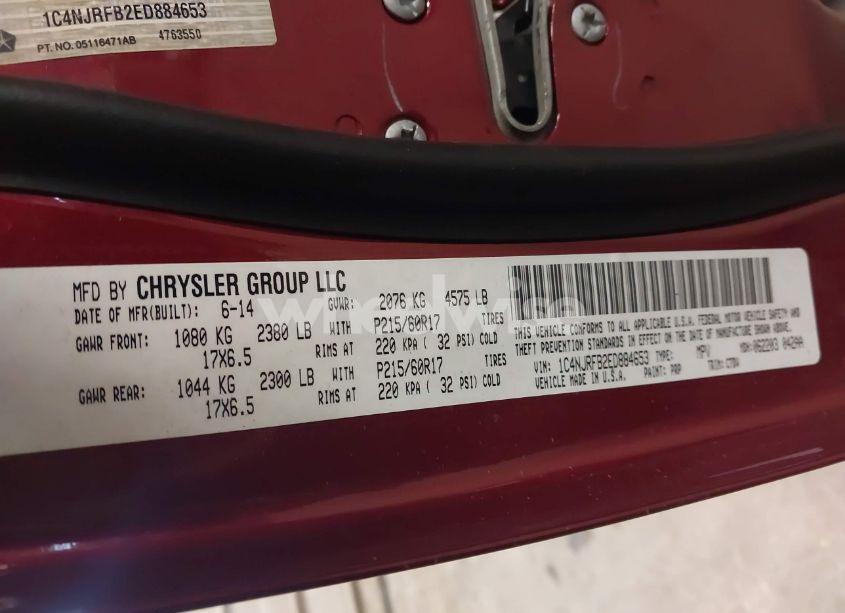 Photo 9 of 2014 Jeep Patriot LATITUDE (VIN 1C4NJRFB2ED884653)