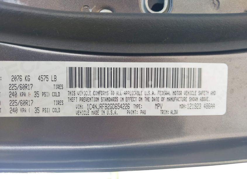 Photo 9 of 2016 Jeep Patriot HIGH ALTITUDE EDITION (VIN 1C4NJRFB2GD654226)