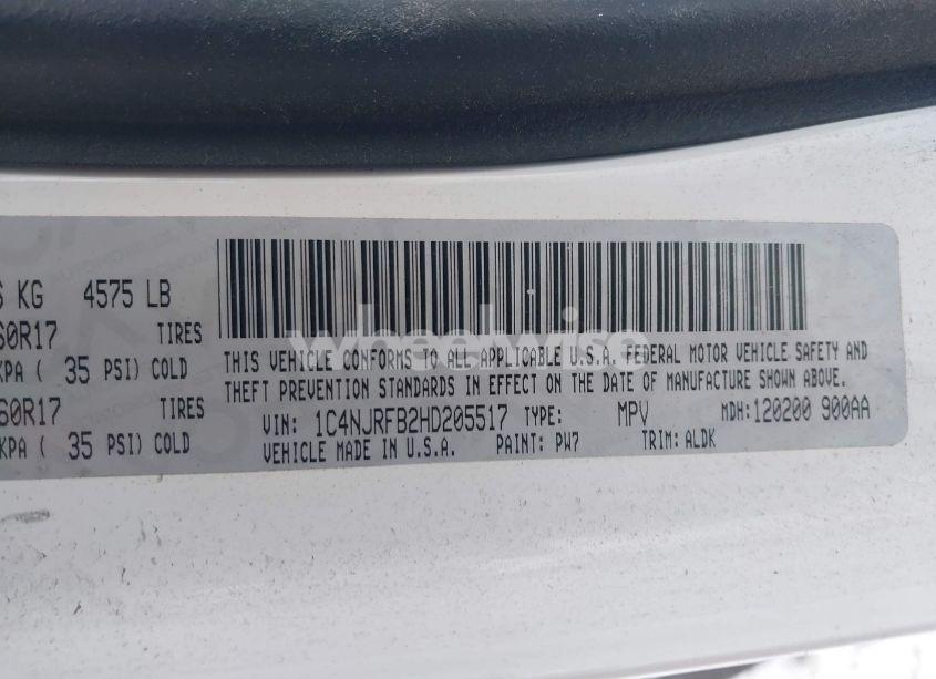 Photo 9 of 2017 Jeep Patriot HIGH ALTITUDE 4X4 (VIN 1C4NJRFB2HD205517)