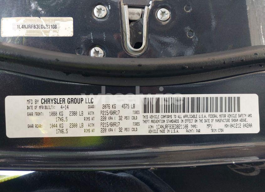 Photo 9 of 2014 Jeep Patriot LATITUDE (VIN 1C4NJRFB3ED821108)