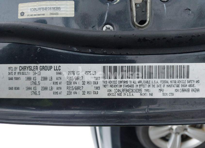 Photo 9 of 2014 Jeep Patriot LATITUDE (VIN 1C4NJRFB4ED616395)