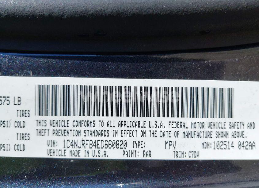 Photo 9 of 2014 Jeep Patriot LATITUDE (VIN 1C4NJRFB4ED660820)