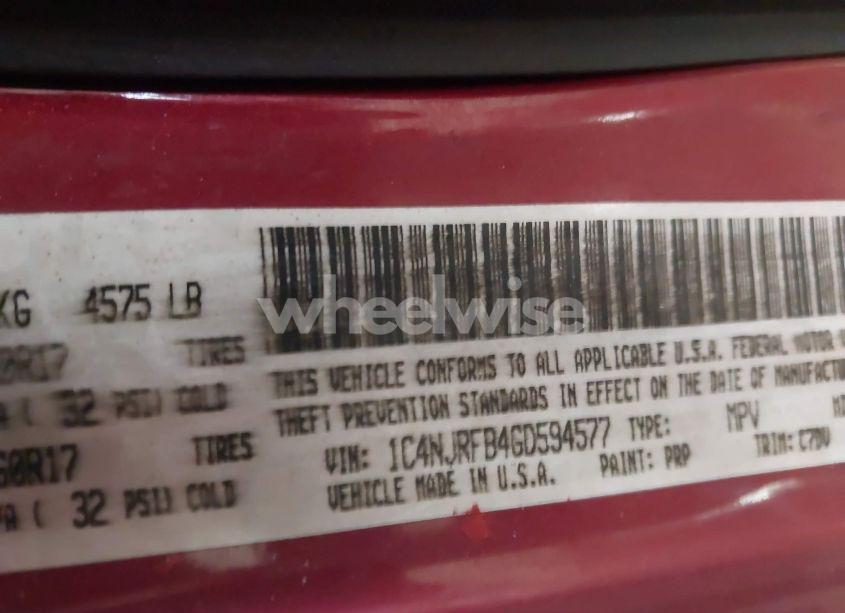 Photo 9 of 2016 Jeep Patriot LATITUDE (VIN 1C4NJRFB4GD594577)