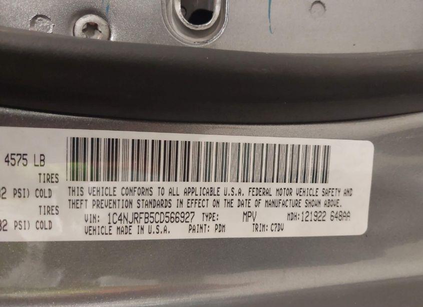 Photo 9 of 2012 Jeep Patriot LATITUDE (VIN 1C4NJRFB5CD566927)