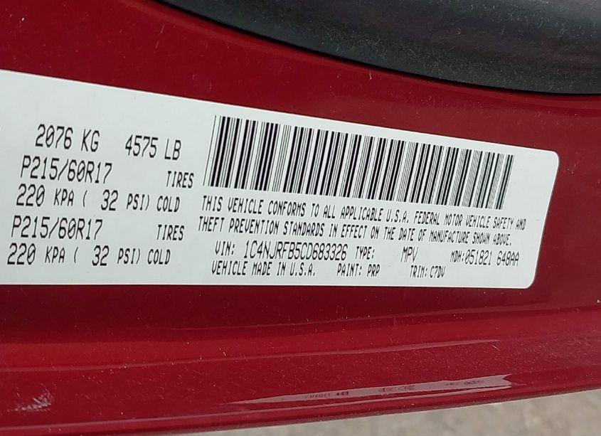 Photo 9 of 2012 Jeep Patriot LATITUDE (VIN 1C4NJRFB5CD683326)