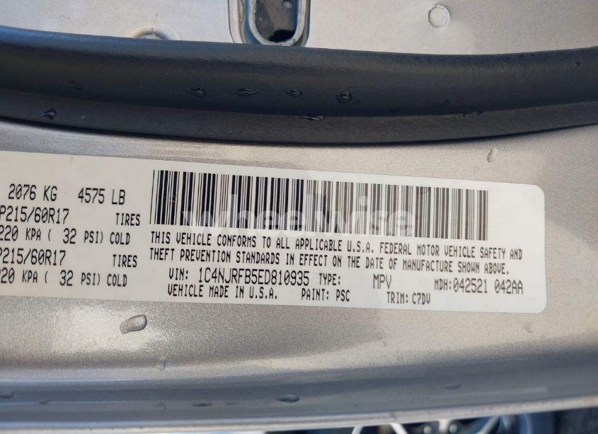 Photo 9 of 2014 Jeep Patriot LATITUDE (VIN 1C4NJRFB5ED810935)