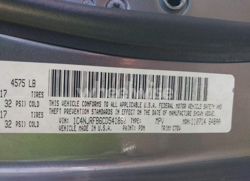 Photo 9 of 2012 Jeep Patriot LATITUDE (VIN 1C4NJRFB6CD541860)