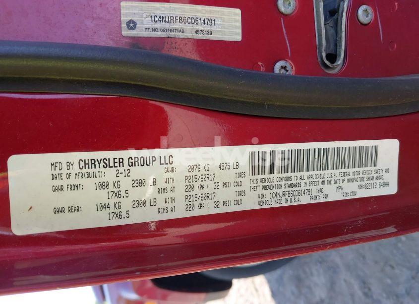 Photo 9 of 2012 Jeep Patriot LATITUDE (VIN 1C4NJRFB6CD614791)