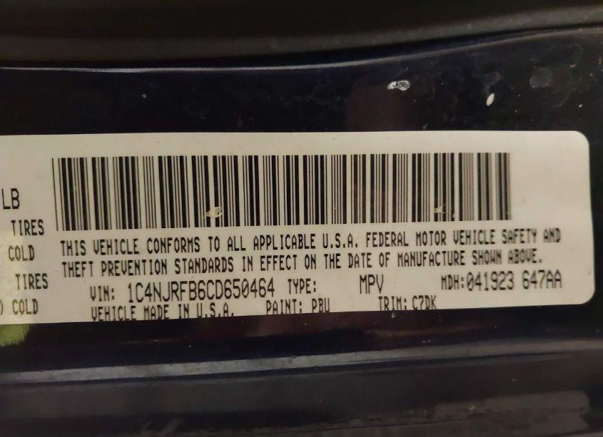 Photo 9 of 2012 Jeep Patriot LATITUDE (VIN 1C4NJRFB6CD650464)