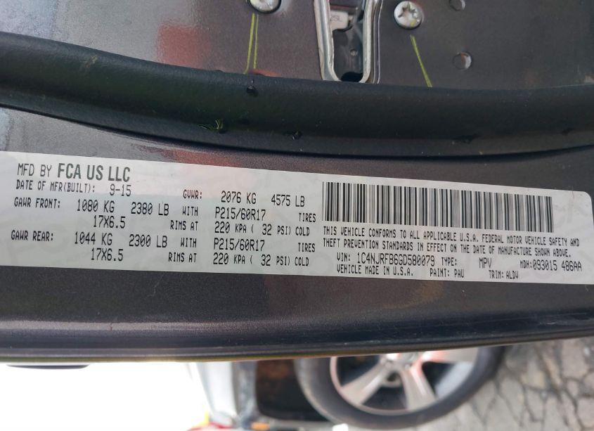 Photo 9 of 2016 Jeep Patriot HIGH ALTITUDE EDITION (VIN 1C4NJRFB6GD580079)