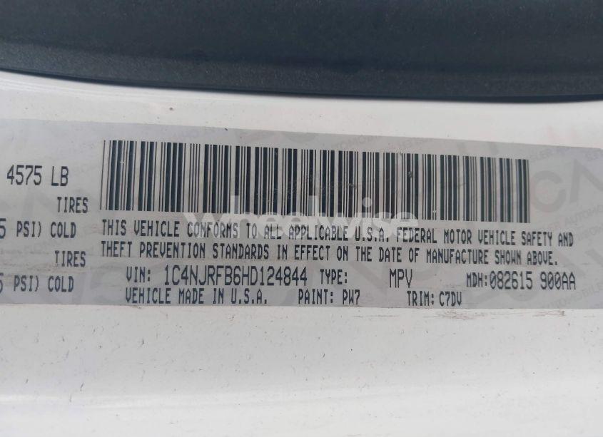 Photo 9 of 2017 Jeep Patriot LATITUDE 4X4 (VIN 1C4NJRFB6HD124844)