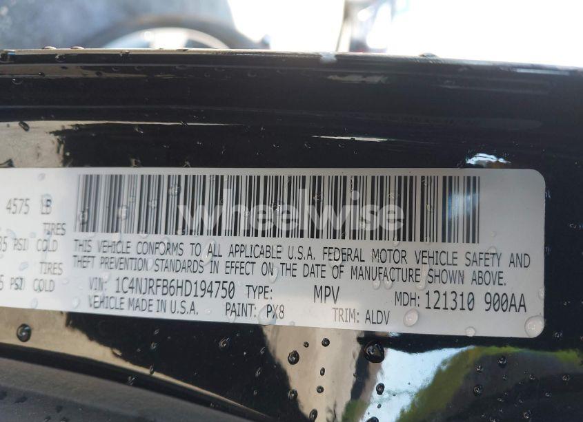 Photo 9 of 2017 Jeep Patriot HIGH ALTITUDE 4X4 (VIN 1C4NJRFB6HD194750)