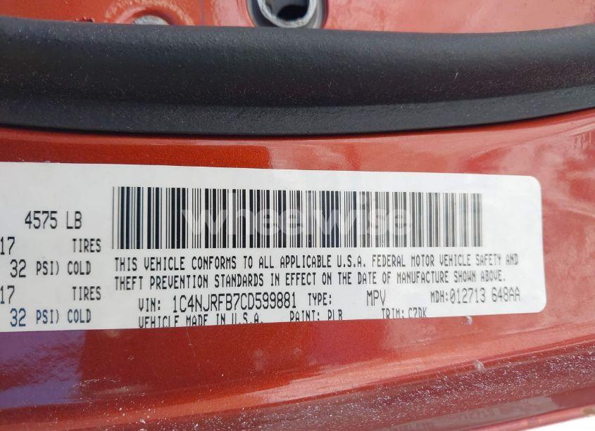 Photo 9 of 2012 Jeep Patriot LATITUDE (VIN 1C4NJRFB7CD599881)