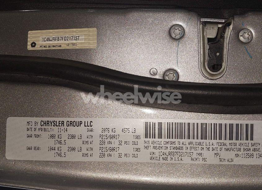 Photo 9 of 2015 Jeep Patriot HIGH ALTITUDE EDITION (VIN 1C4NJRFB7FD217157)