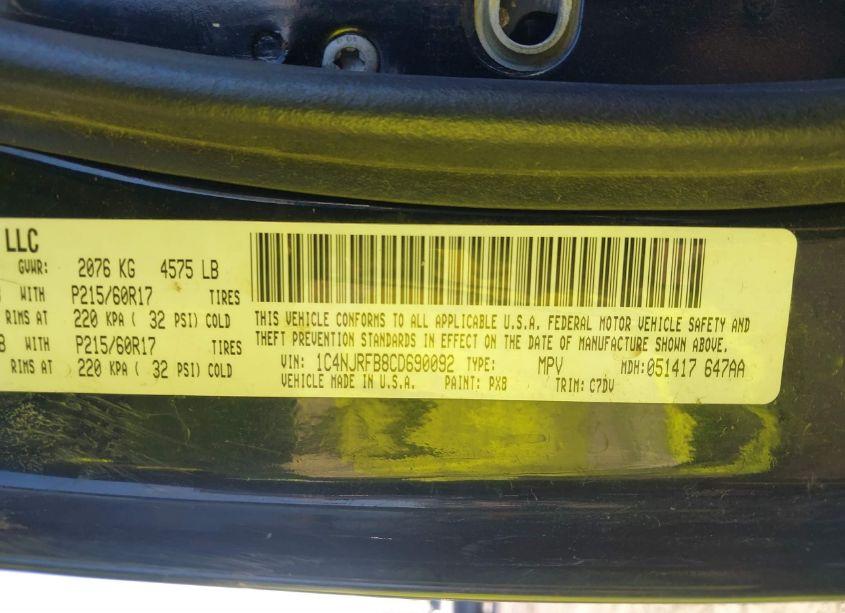 Photo 9 of 2012 Jeep Patriot LATITUDE (VIN 1C4NJRFB8CD690092)