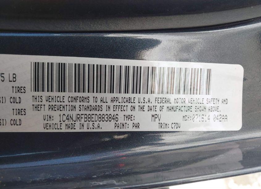 Photo 9 of 2014 Jeep Patriot LATITUDE (VIN 1C4NJRFB8ED883846)