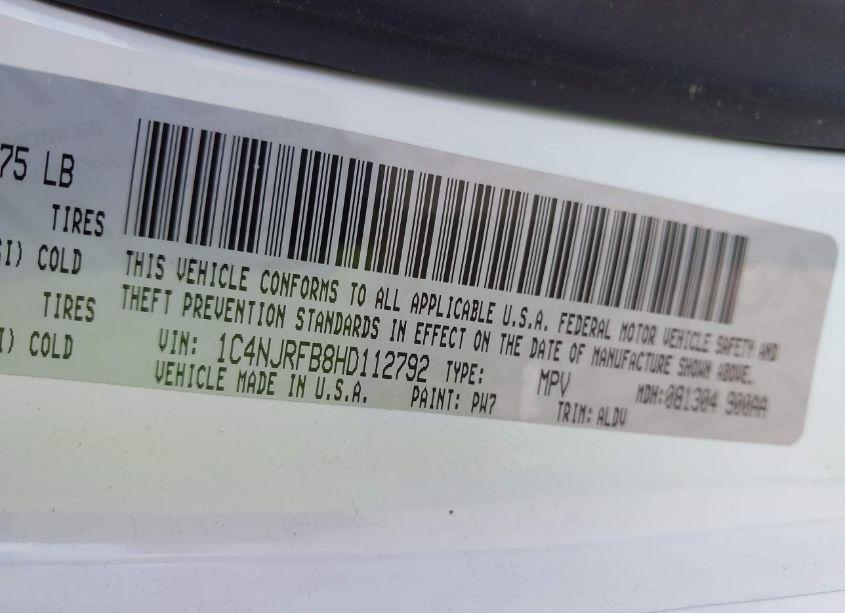 Photo 9 of 2017 Jeep Patriot HIGH ALTITUDE 4X4 (VIN 1C4NJRFB8HD112792)