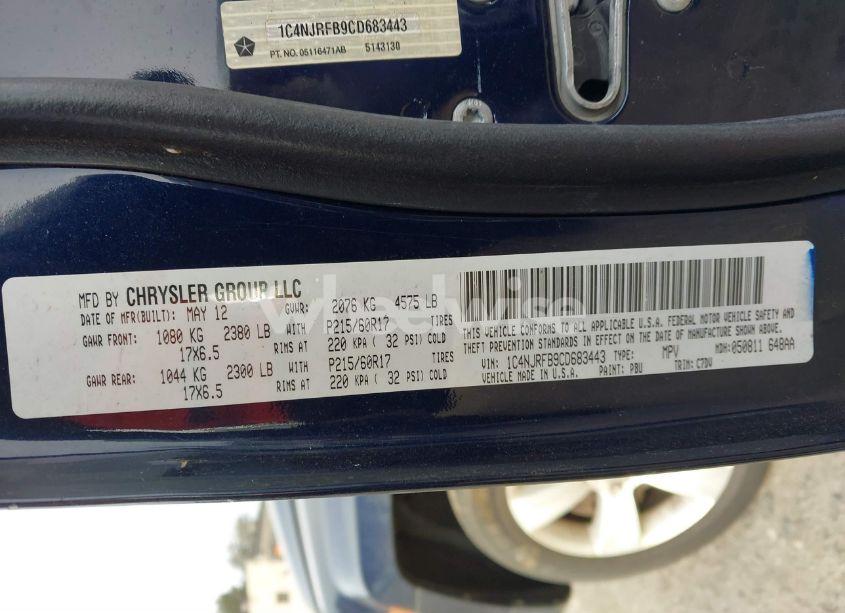 Photo 9 of 2012 Jeep Patriot LATITUDE (VIN 1C4NJRFB9CD683443)