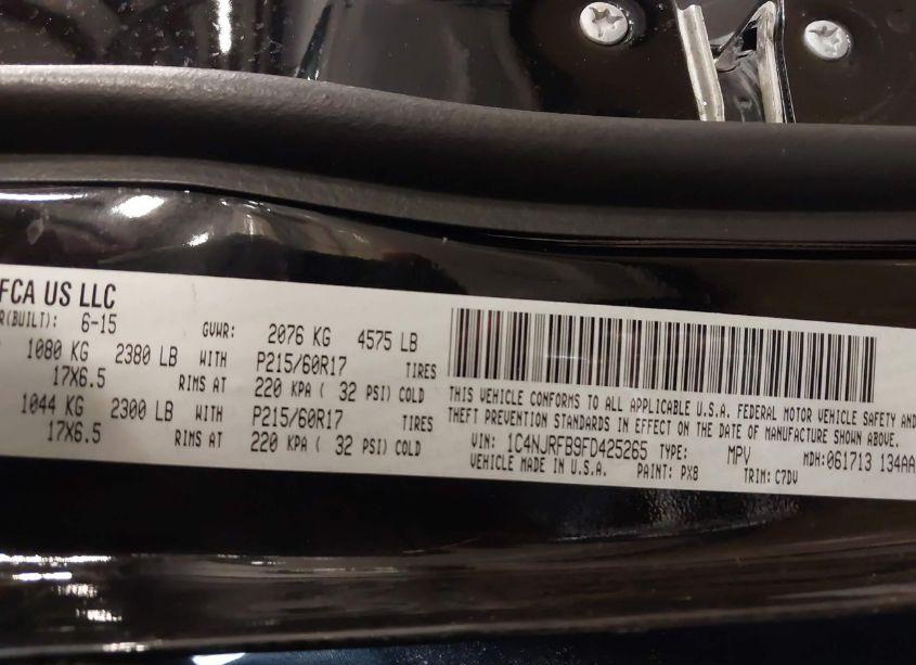 Photo 9 of 2015 Jeep Patriot LATITUDE (VIN 1C4NJRFB9FD425265)