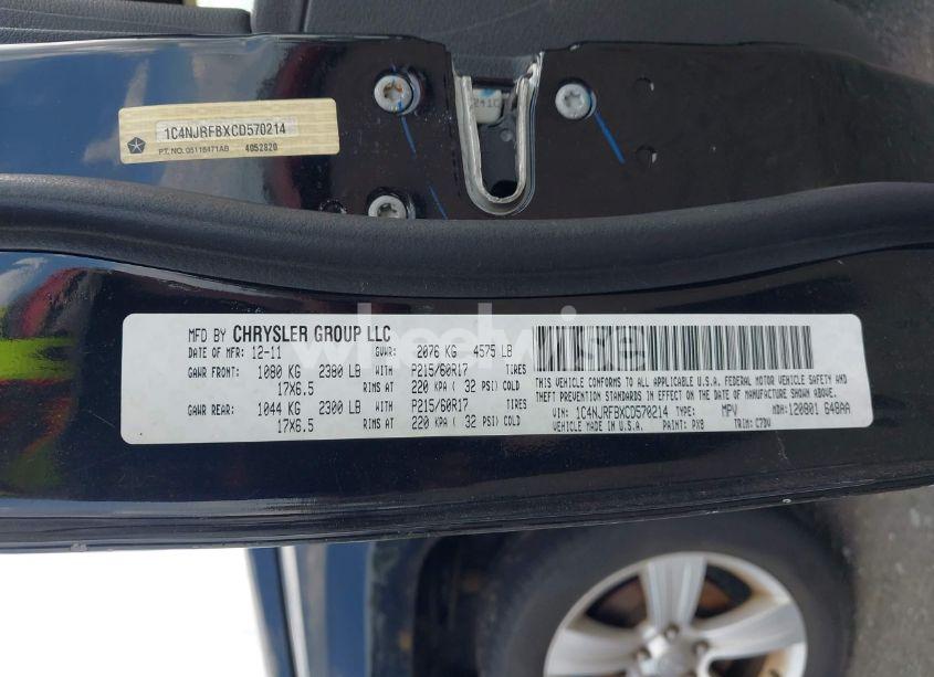 Photo 9 of 2012 Jeep Patriot LATITUDE (VIN 1C4NJRFBXCD570214)