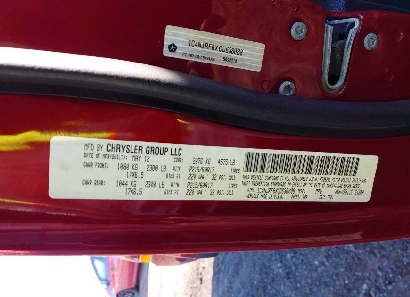 Photo 9 of 2012 Jeep Patriot LATITUDE (VIN 1C4NJRFBXCD638088)