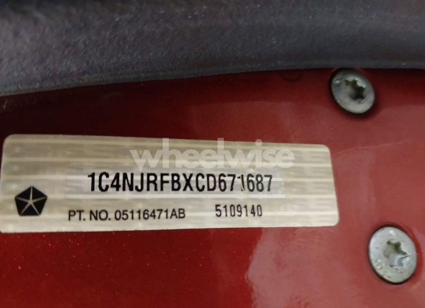 Photo 9 of 2012 Jeep Patriot LATITUDE (VIN 1C4NJRFBXCD671687)