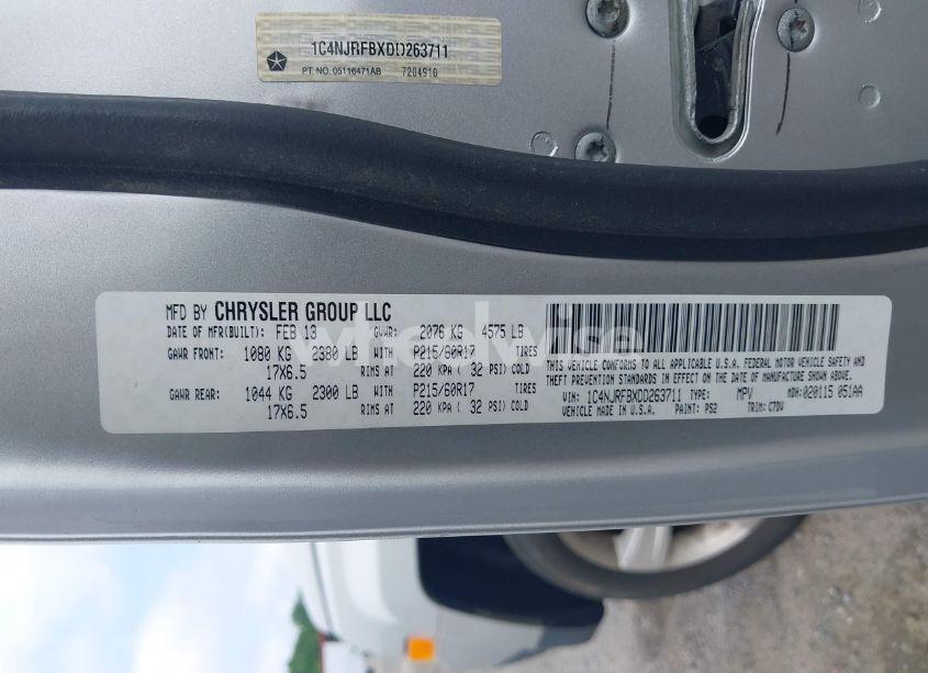 Photo 9 of 2013 Jeep Patriot LATITUDE (VIN 1C4NJRFBXDD263711)