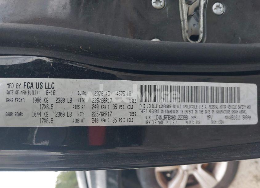 Photo 9 of 2017 Jeep Patriot LATITUDE 4X4 (VIN 1C4NJRFBXHD122398)