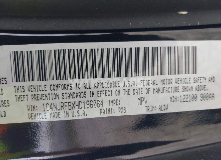 Photo 9 of 2017 Jeep Patriot HIGH ALTITUDE 4X4 (VIN 1C4NJRFBXHD196064)