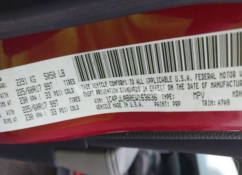 Photo 9 of 2014 Jeep Cherokee SPORT (VIN 1C4PJLAB0EW163636)