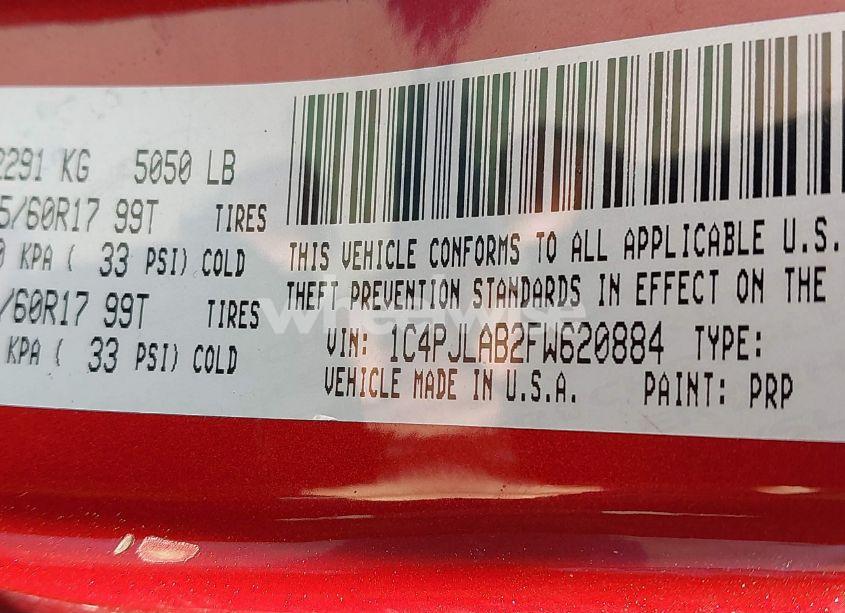 Photo 9 of 2015 Jeep Cherokee SPORT (VIN 1C4PJLAB2FW620884)