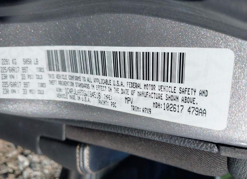 Photo 9 of 2016 Jeep Cherokee SPORT (VIN 1C4PJLAB3GW184516)