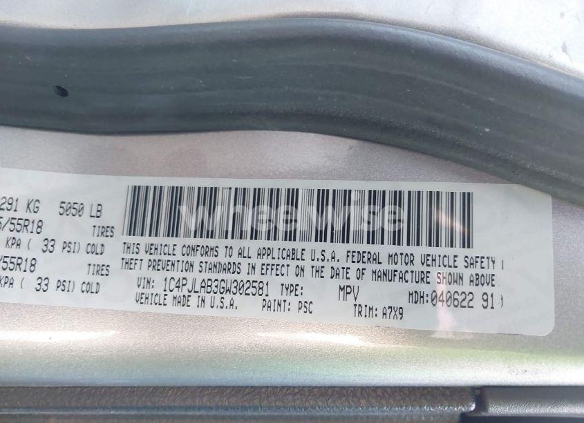 Photo 9 of 2016 Jeep Cherokee ALTITUDE (VIN 1C4PJLAB3GW302581)