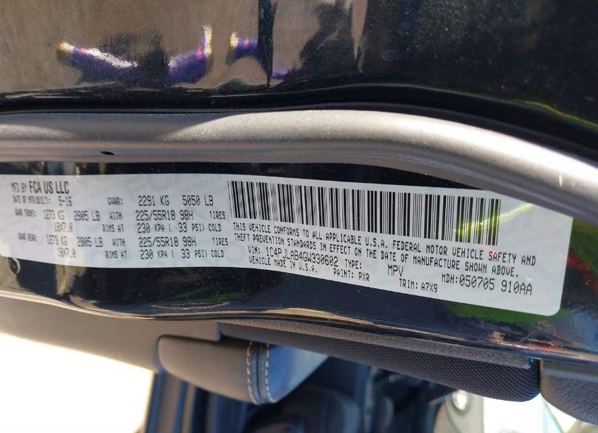 Photo 9 of 2016 Jeep Cherokee ALTITUDE (VIN 1C4PJLAB4GW330602)