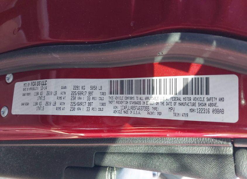 Photo 9 of 2015 Jeep Cherokee SPORT (VIN 1C4PJLAB5FW637355)