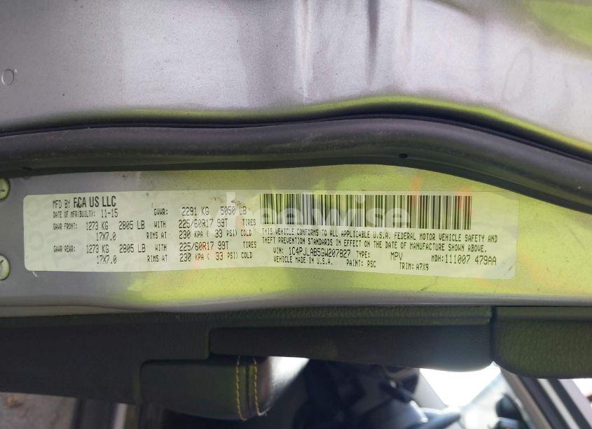 Photo 9 of 2016 Jeep Cherokee SPORT (VIN 1C4PJLAB5GW207827)