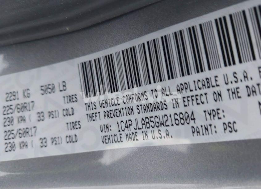 Photo 9 of 2016 Jeep Cherokee SPORT (VIN 1C4PJLAB5GW216804)