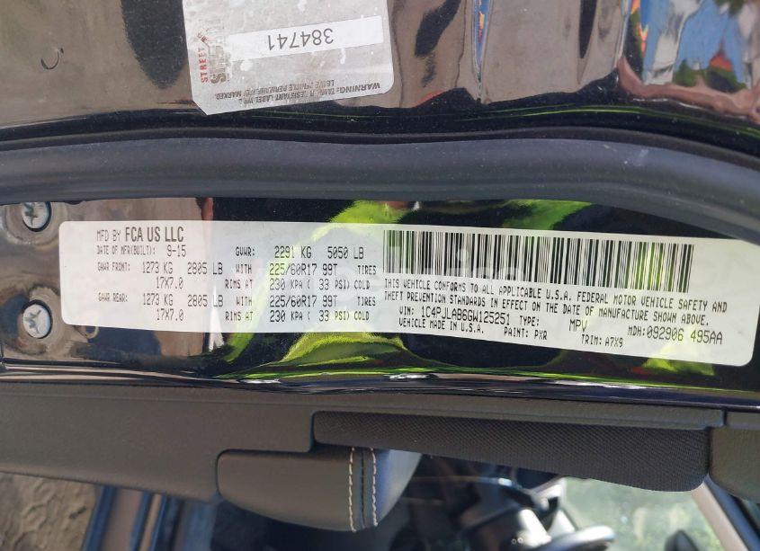 Photo 9 of 2016 Jeep Cherokee SPORT (VIN 1C4PJLAB6GW125251)