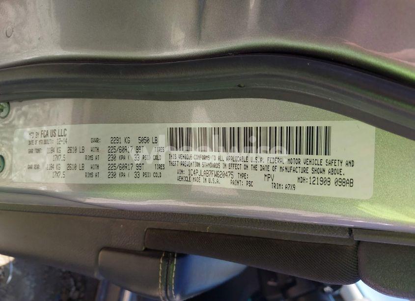 Photo 9 of 2015 Jeep Cherokee SPORT (VIN 1C4PJLAB7FW620475)