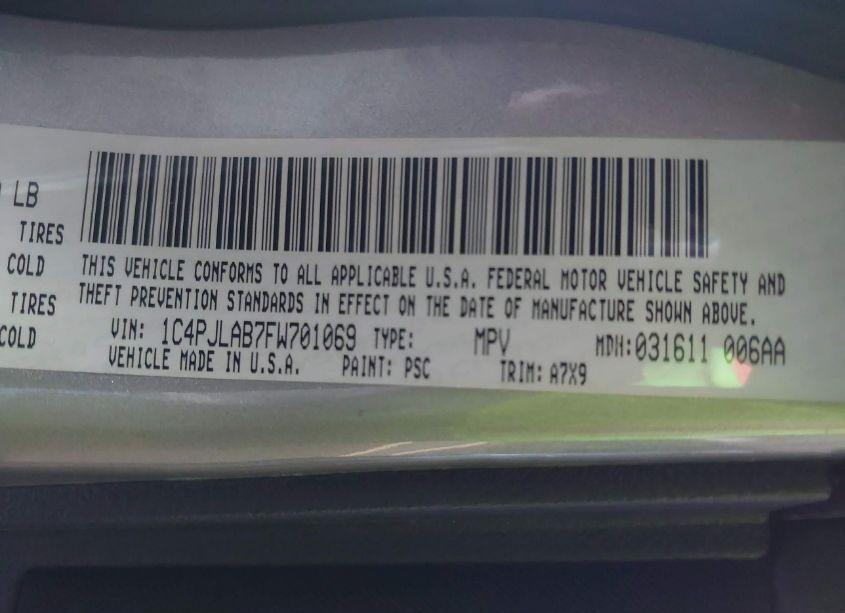 Photo 9 of 2015 Jeep Cherokee SPORT (VIN 1C4PJLAB7FW701069)