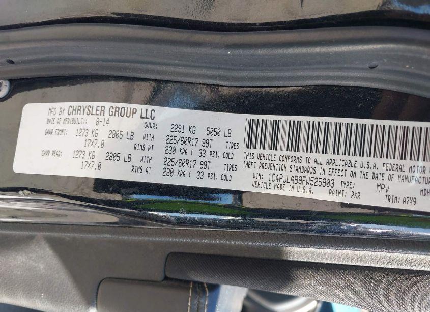 Photo 9 of 2015 Jeep Cherokee SPORT (VIN 1C4PJLAB9FW525903)