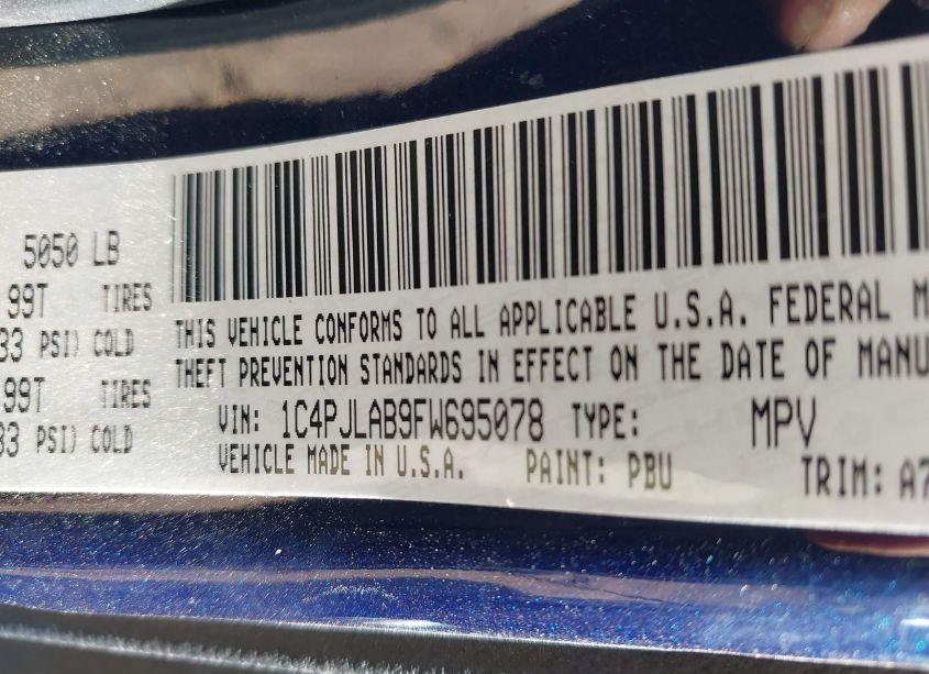 Photo 9 of 2015 Jeep Cherokee SPORT (VIN 1C4PJLAB9FW695078)