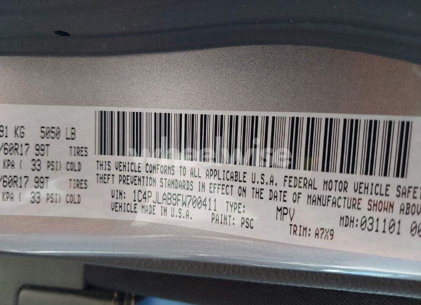 Photo 9 of 2015 Jeep Cherokee SPORT (VIN 1C4PJLAB9FW700411)