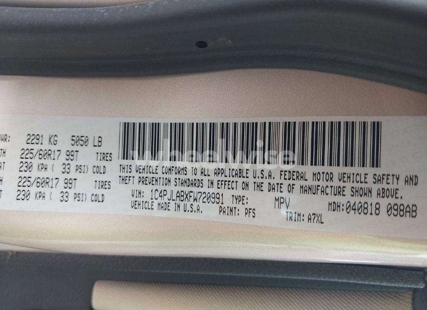 Photo 9 of 2015 Jeep Cherokee SPORT (VIN 1C4PJLABXFW720991)