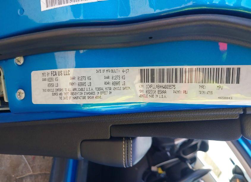 Photo 9 of 2017 Jeep Cherokee ALTITUDE FWD (VIN 1C4PJLABXHW669575)