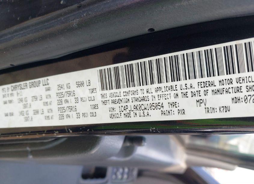 Photo 9 of 2012 Jeep Liberty SPORT (VIN 1C4PJLAK0CW105054)