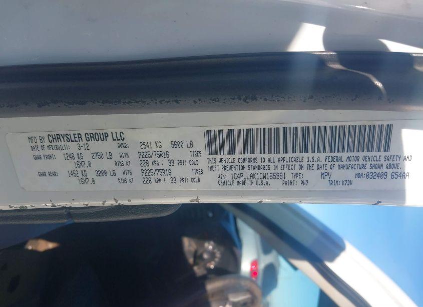 Photo 9 of 2012 Jeep Liberty SPORT (VIN 1C4PJLAK1CW165991)